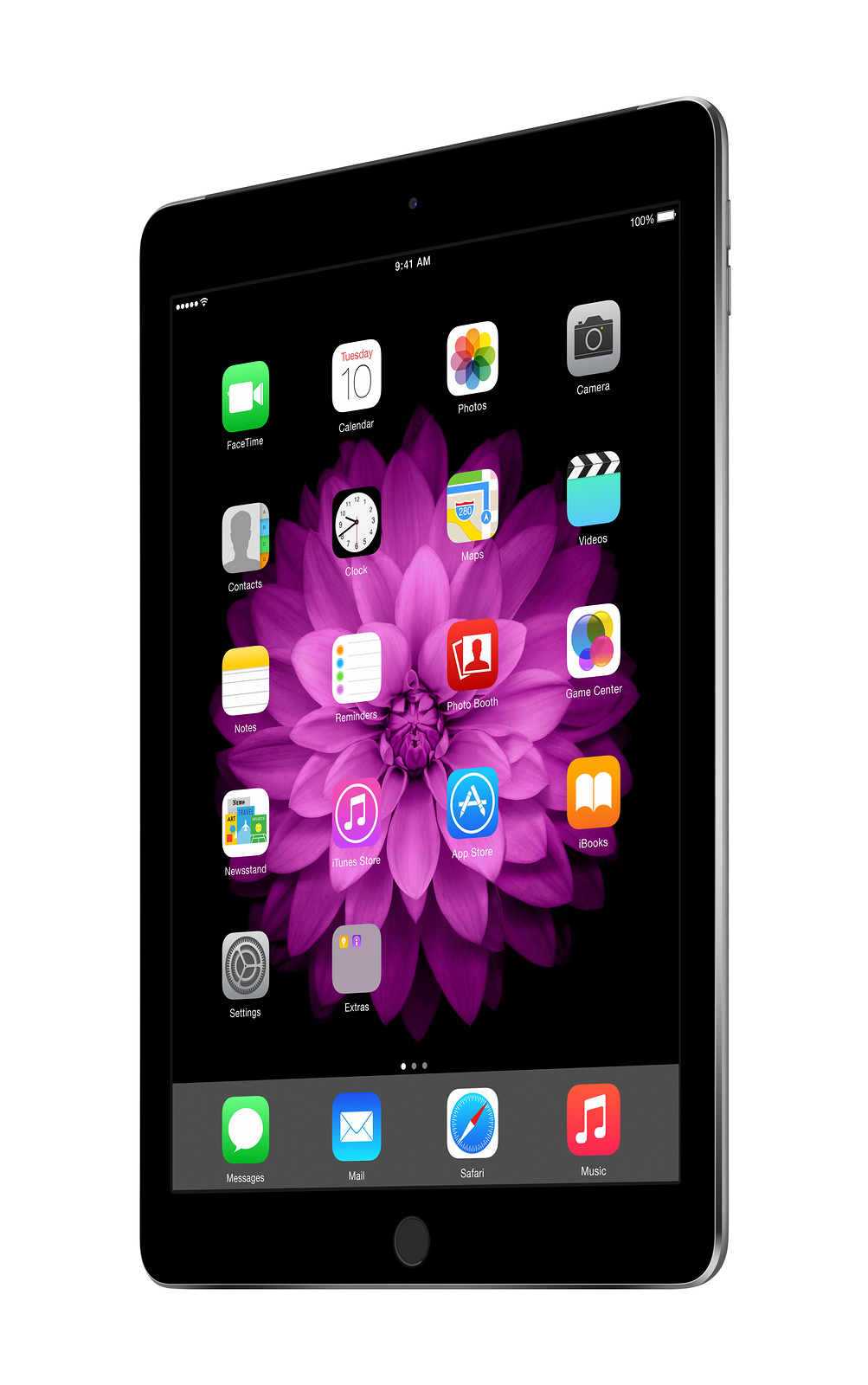 Apple Space Gray iPad Air 2 with iOS 8, designed by Apple Inc.