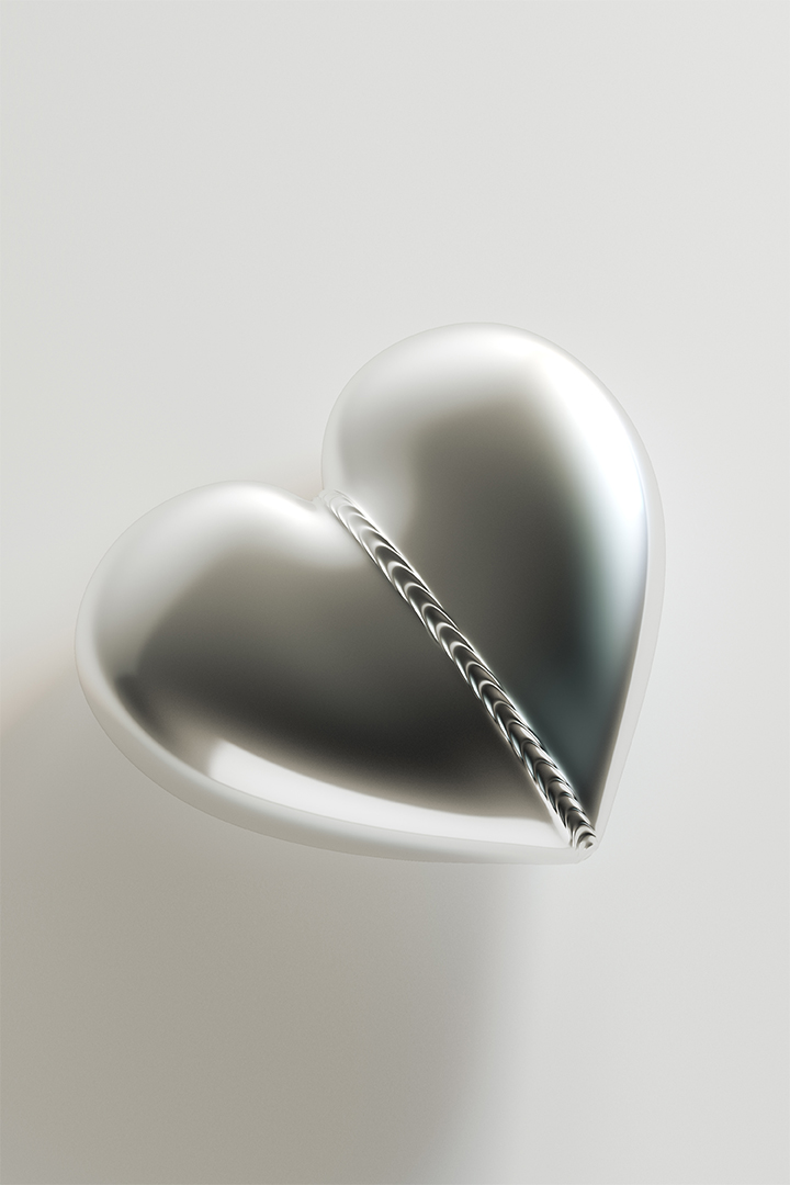 Weld Metal Heart On White Background (Idea For Greeting Card)